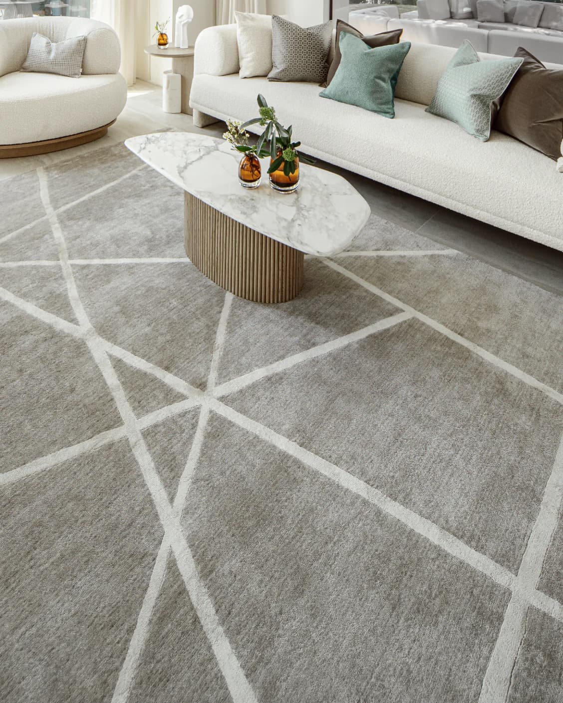 Dash Alba carpet in grey and ivory, shown in a lifestyle right view as image 8