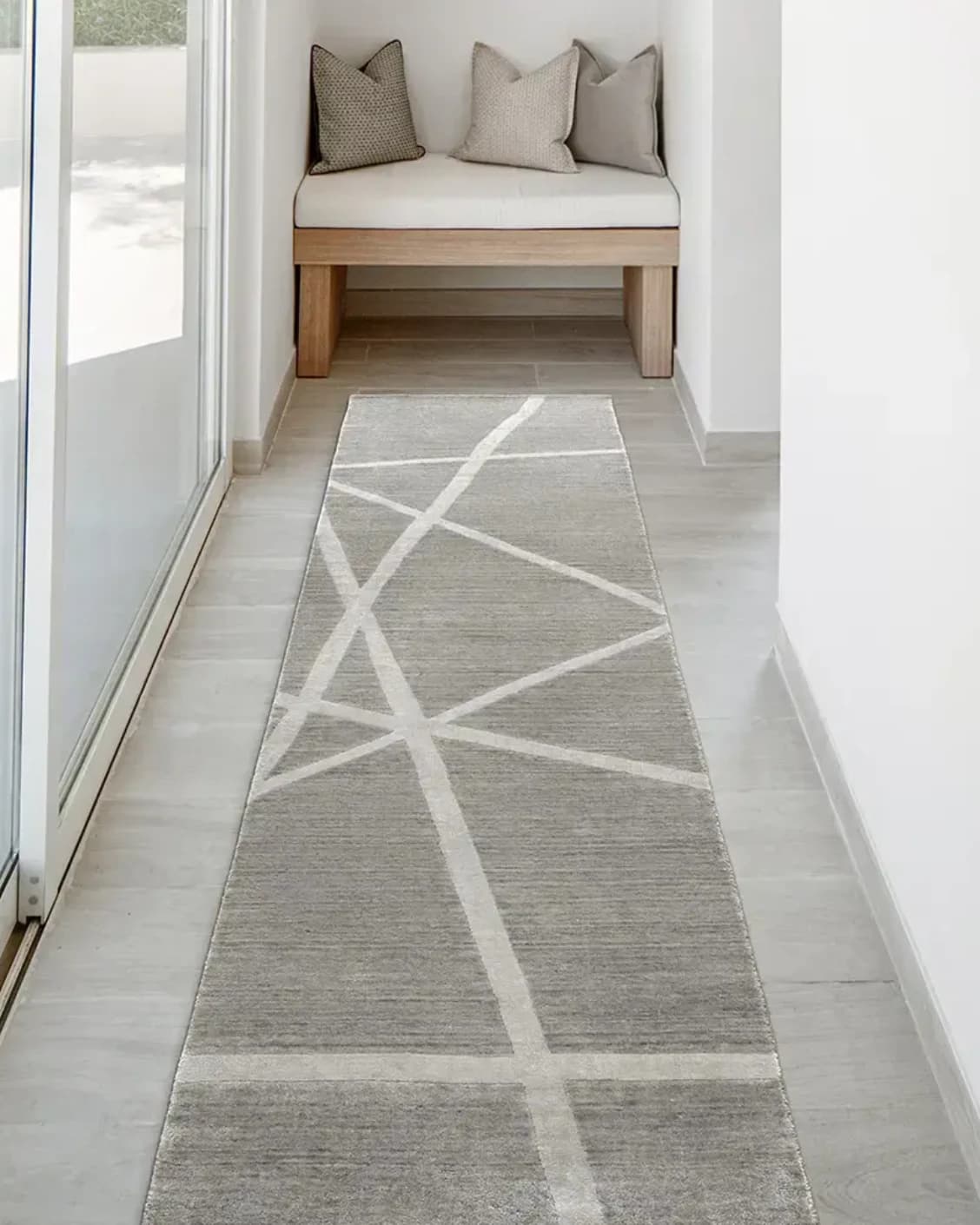 Dash Alba Runners carpet in grey and ivory, shown in a lifestyle front view as image 2