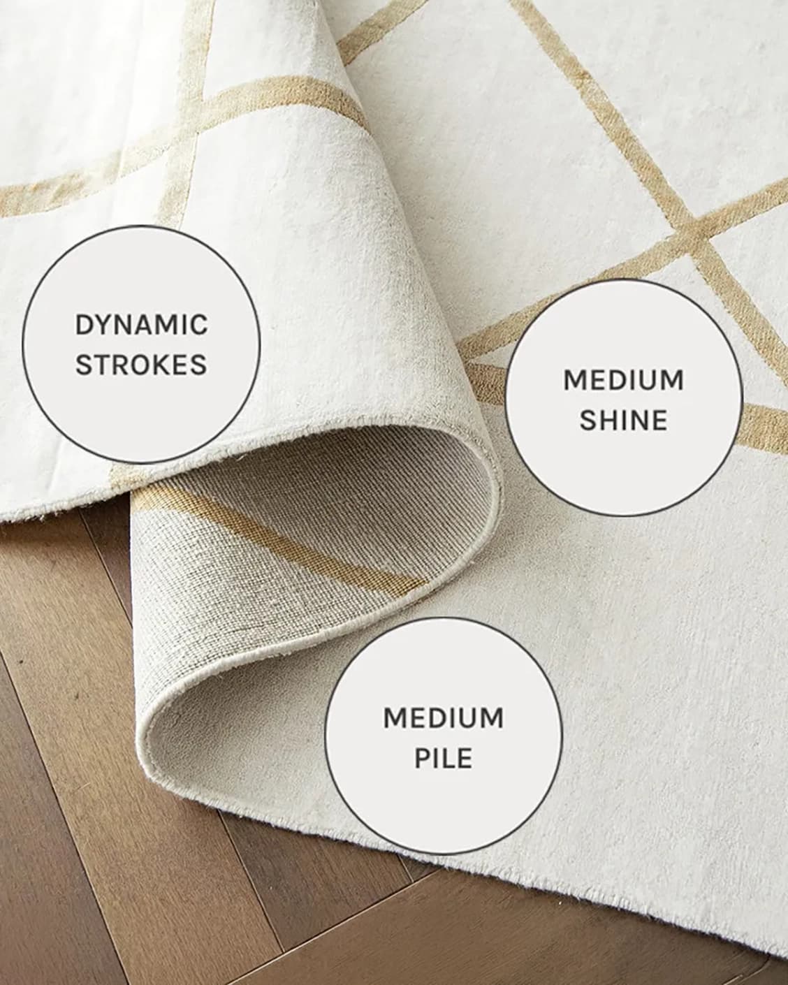 Dash Goldberg carpets in gold and off white, shown in a close-up as image 13