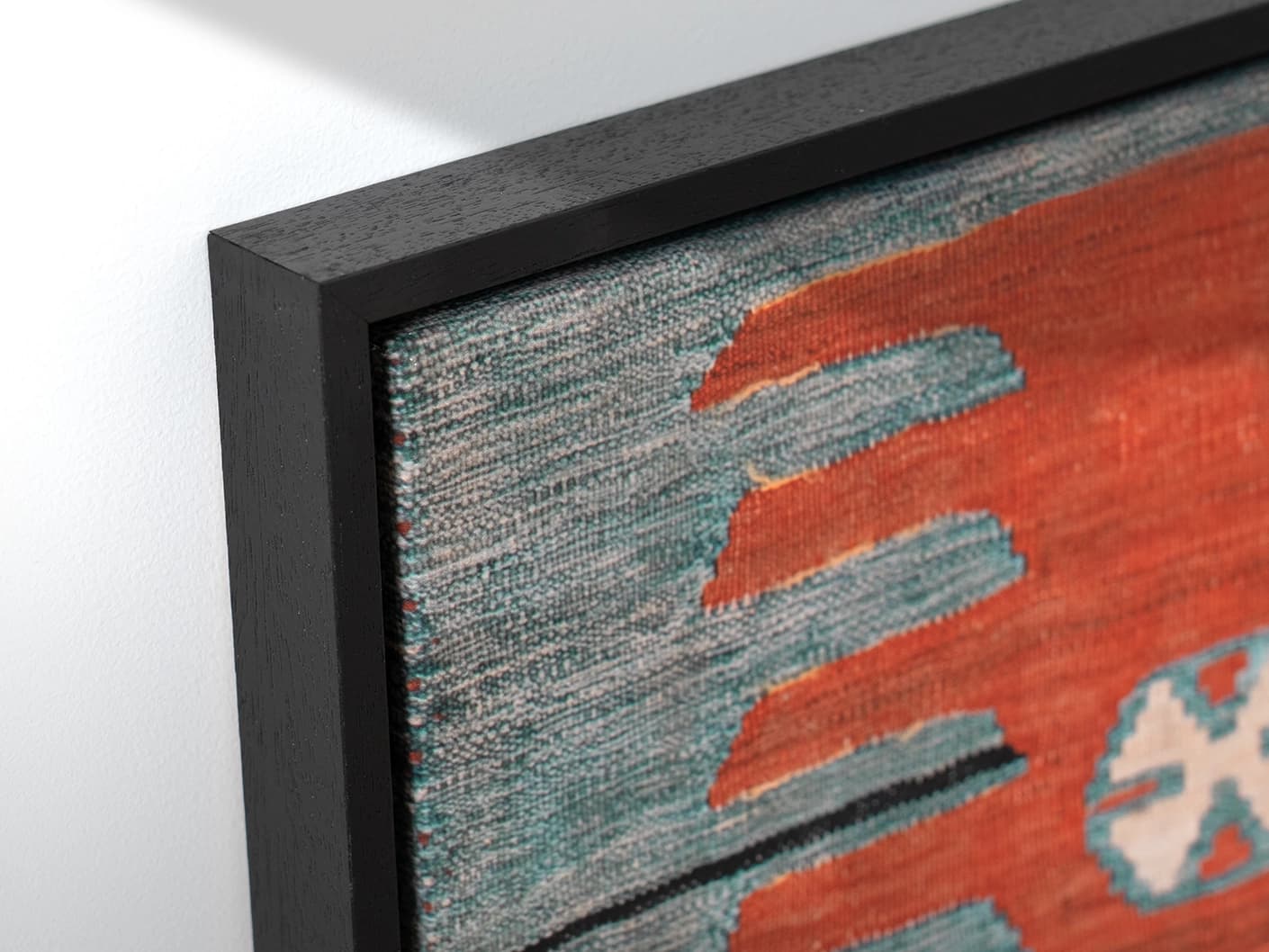 Denim Shades canvas in red and blue, shown in a lifestyle close-up as image 1