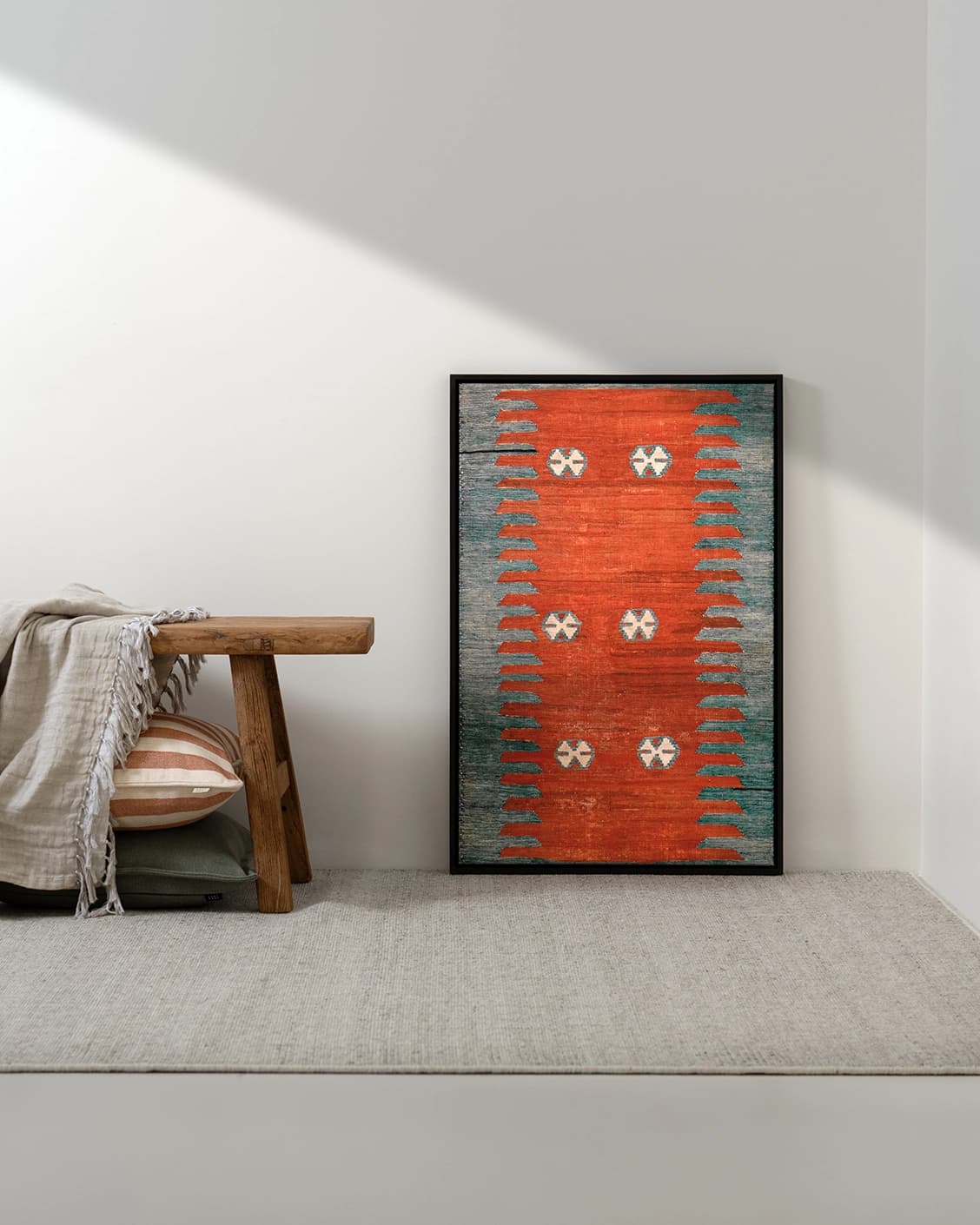 Denim Shades canvas in red and blue, shown in a lifestyle front view as image 2