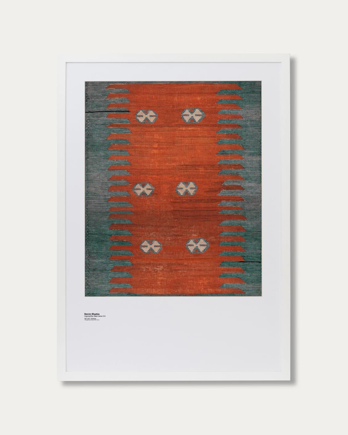 Denim Shades fine art print in red and blue, shown in a lifestyle front view as image 1