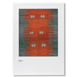 Denim Shades fine art print in red and blue, shown in a lifestyle front view as image 1