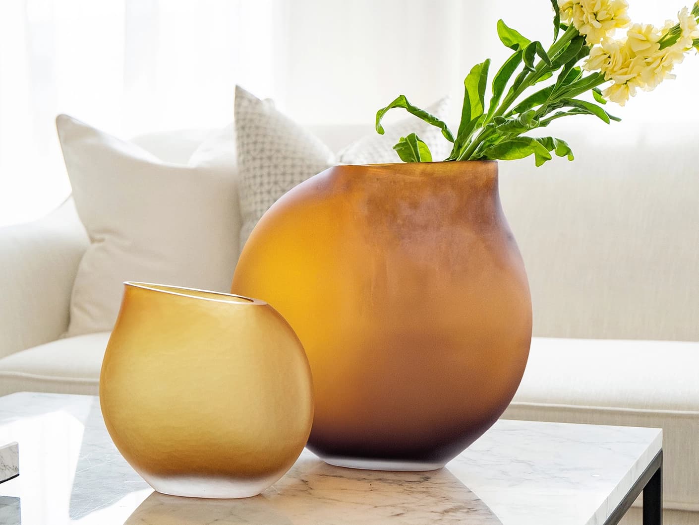 Denise Bundle vases in orange, shown in a lifestyle front view as image 2