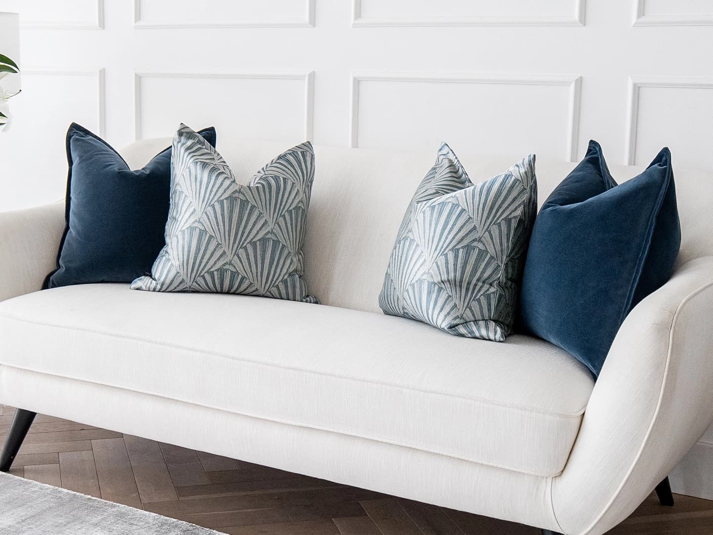 Dina Bundle bundle cushions in royal blue, shown in a lifestyle front view