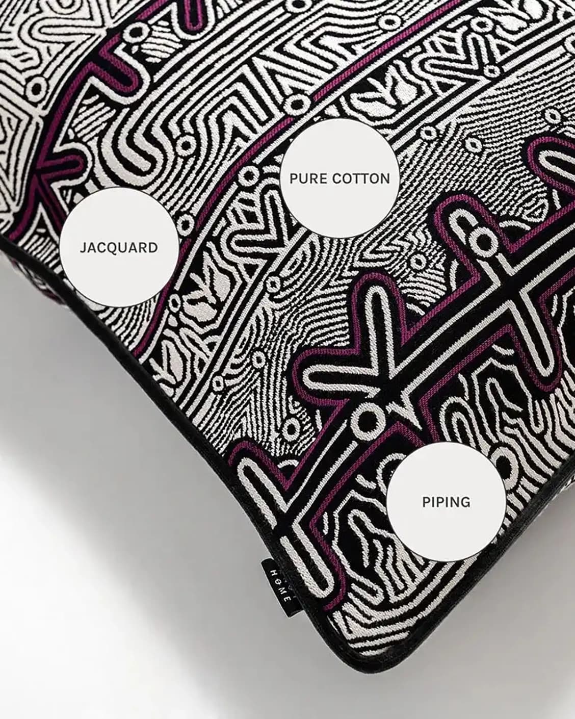Edda Mauve cushions in mauve, black and silver, shown in a product close-up as image 10