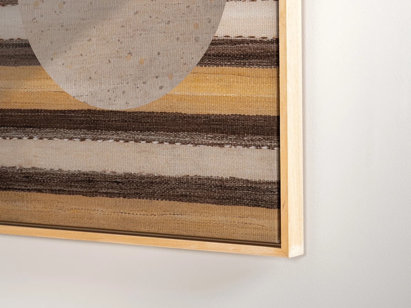 Eggsercise canvas in yellow, brown and beige, shown in a lifestyle close-up as image 6