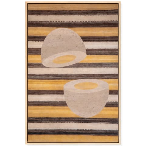 Eggsercise canvas in yellow, brown and beige, shown in a product front view as image 1