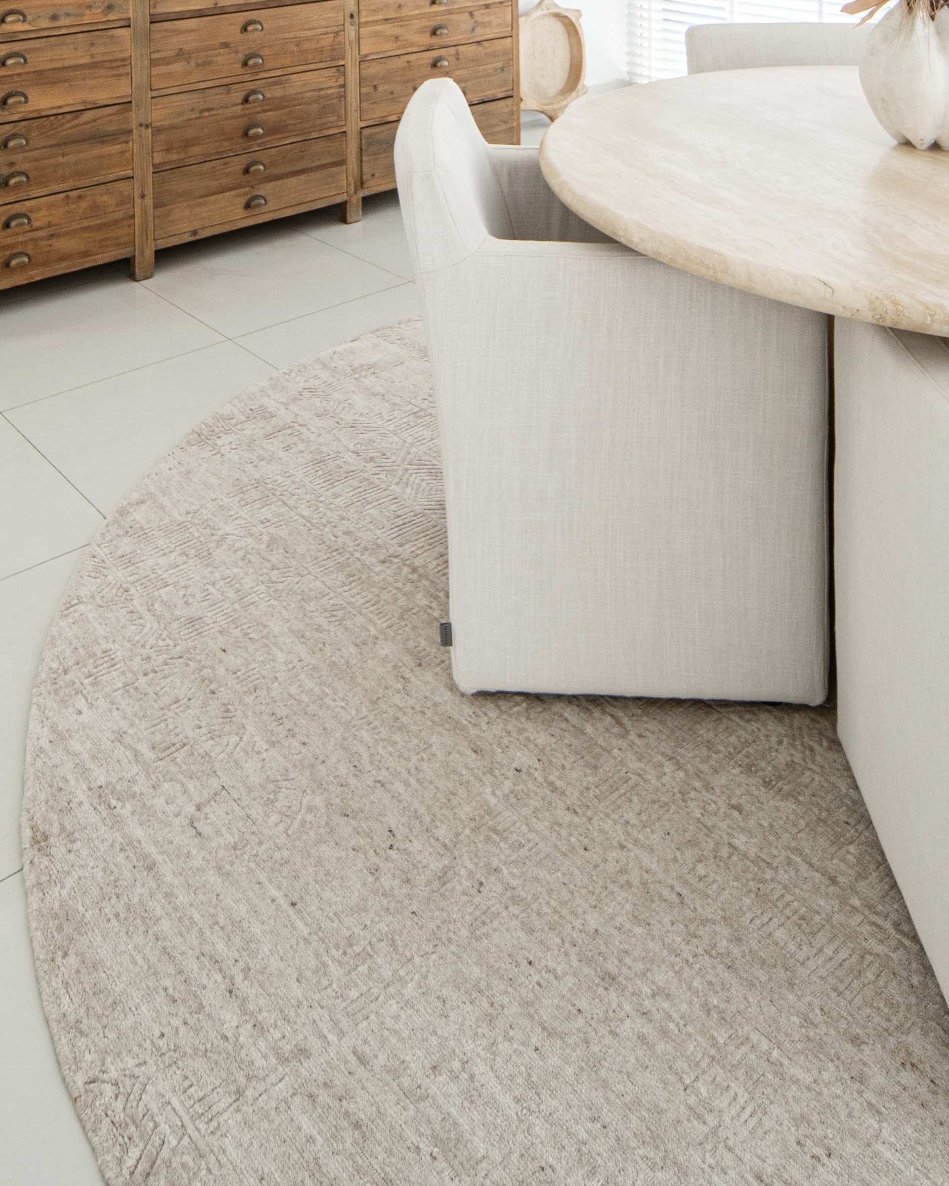 Eh Ava Limestone Round pots, shown in a lifestyle left view as image 4