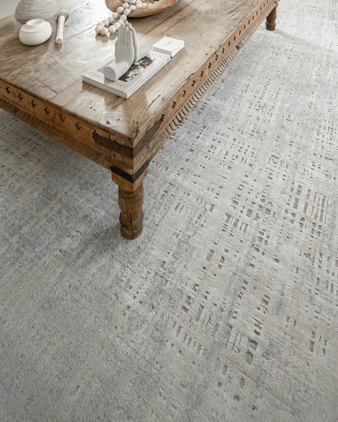Eh Dillan Ocean carpet in blue, shown in a lifestyle close-up as image 4