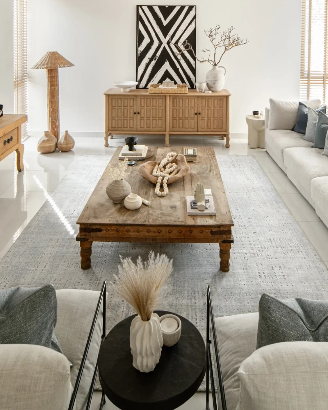 Eh Dillan Ocean carpet in blue, shown in a lifestyle front view as image 5