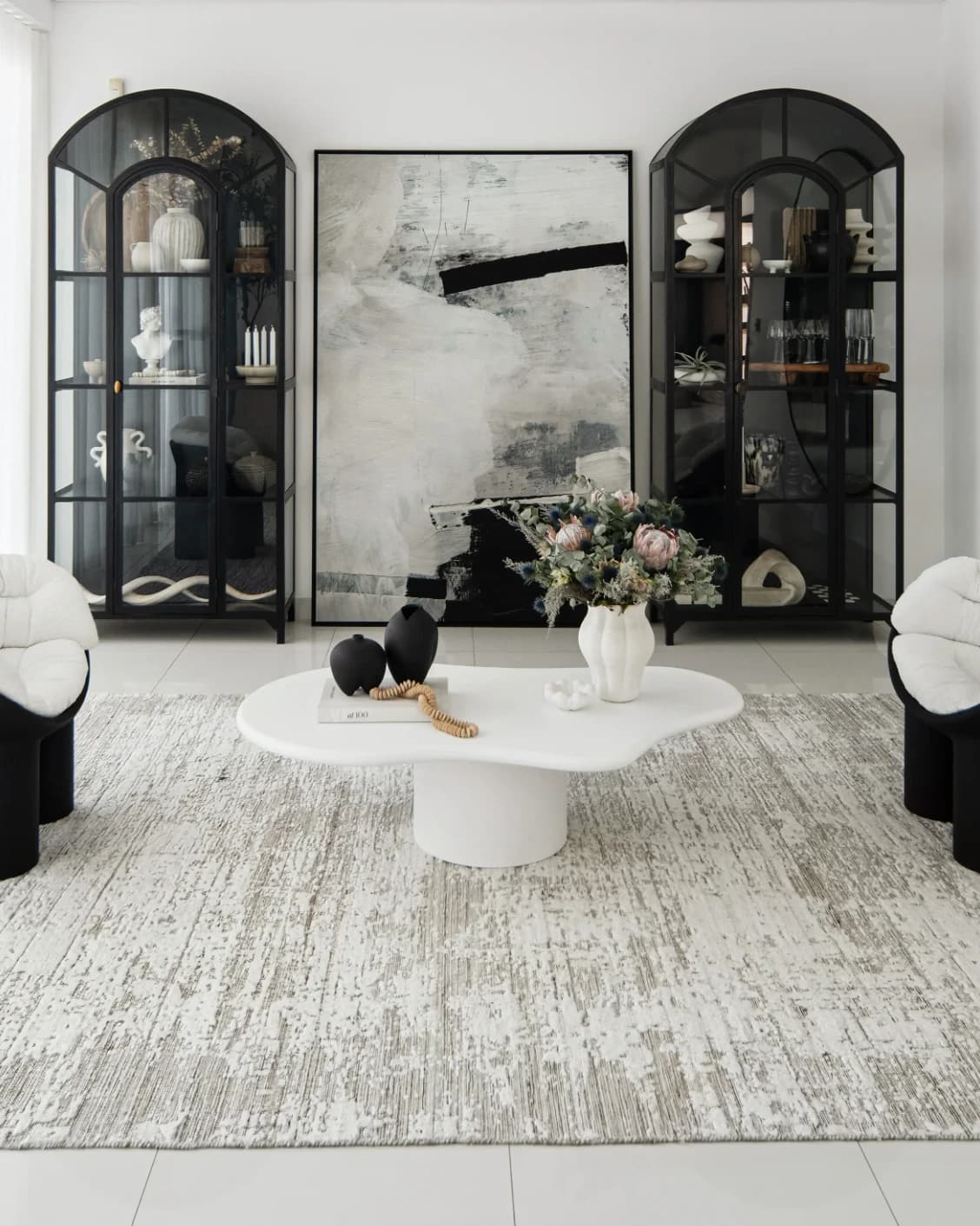 Eh Harvey Travertine pots in beige, shown in a lifestyle front view as image 6