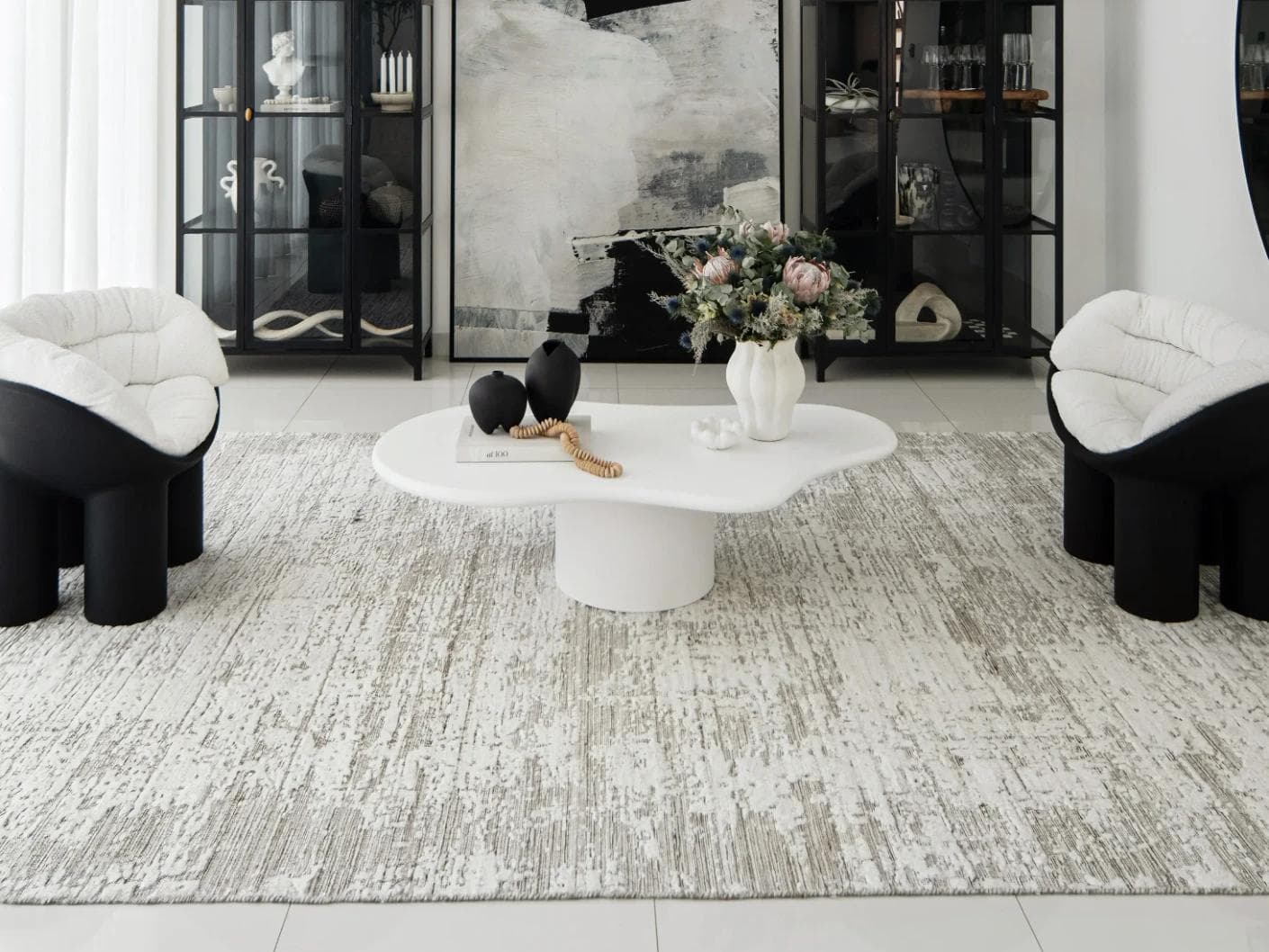 Eh Harvey Travertine pots in beige, shown in a lifestyle front view as image 6