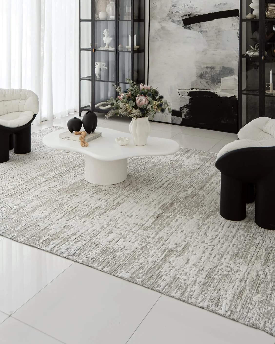 Eh Harvey Travertine pots in beige, shown in a lifestyle right view as image 7