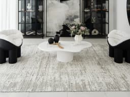 Eh Harvey Travertine pots in beige, shown in a lifestyle front view