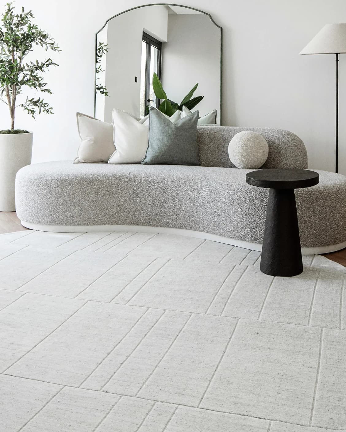 Elliot Alba carpet in grey and white, shown in a lifestyle front view as image 5