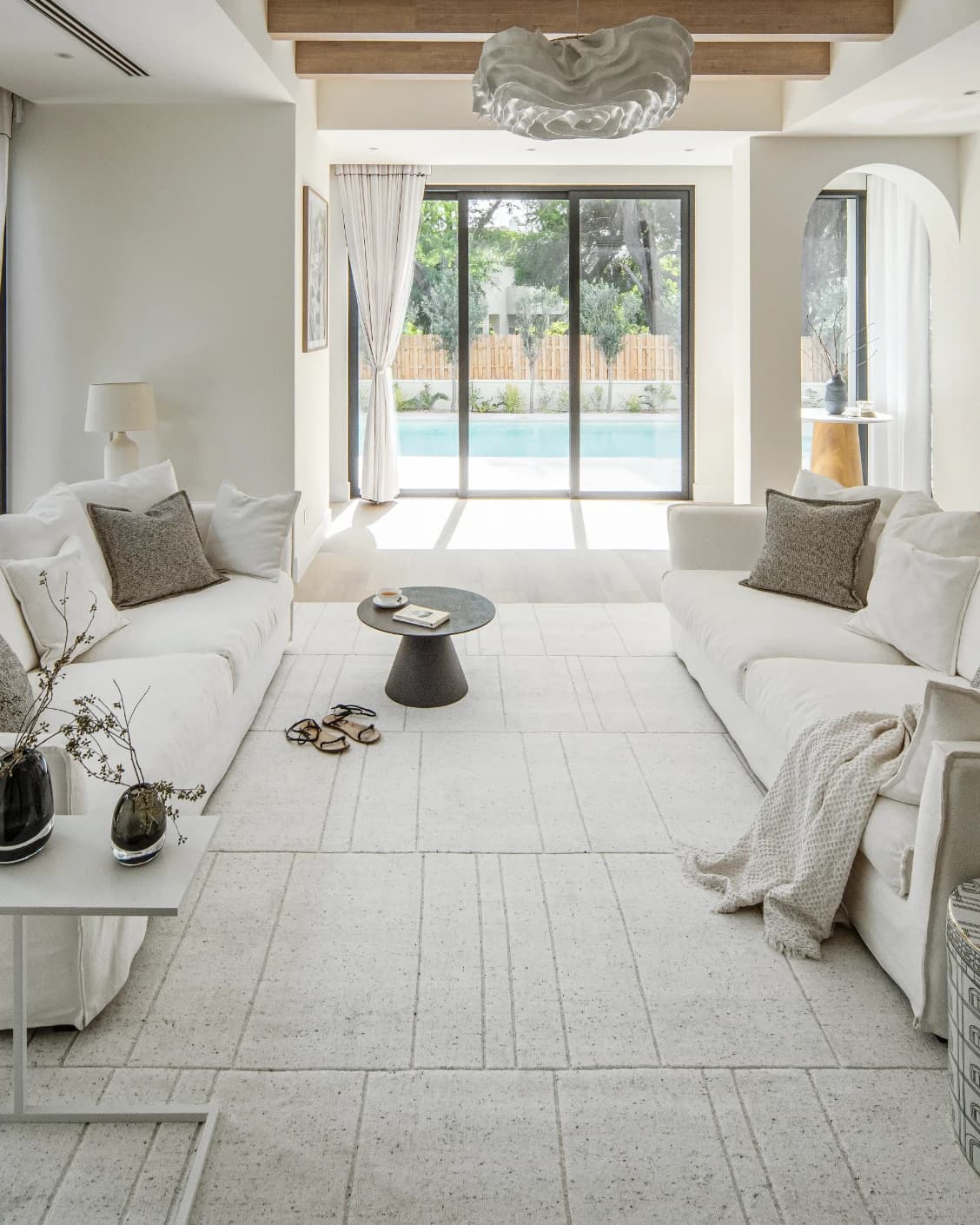 Elliot Alba carpet in grey and white, shown in a lifestyle front view as image 7