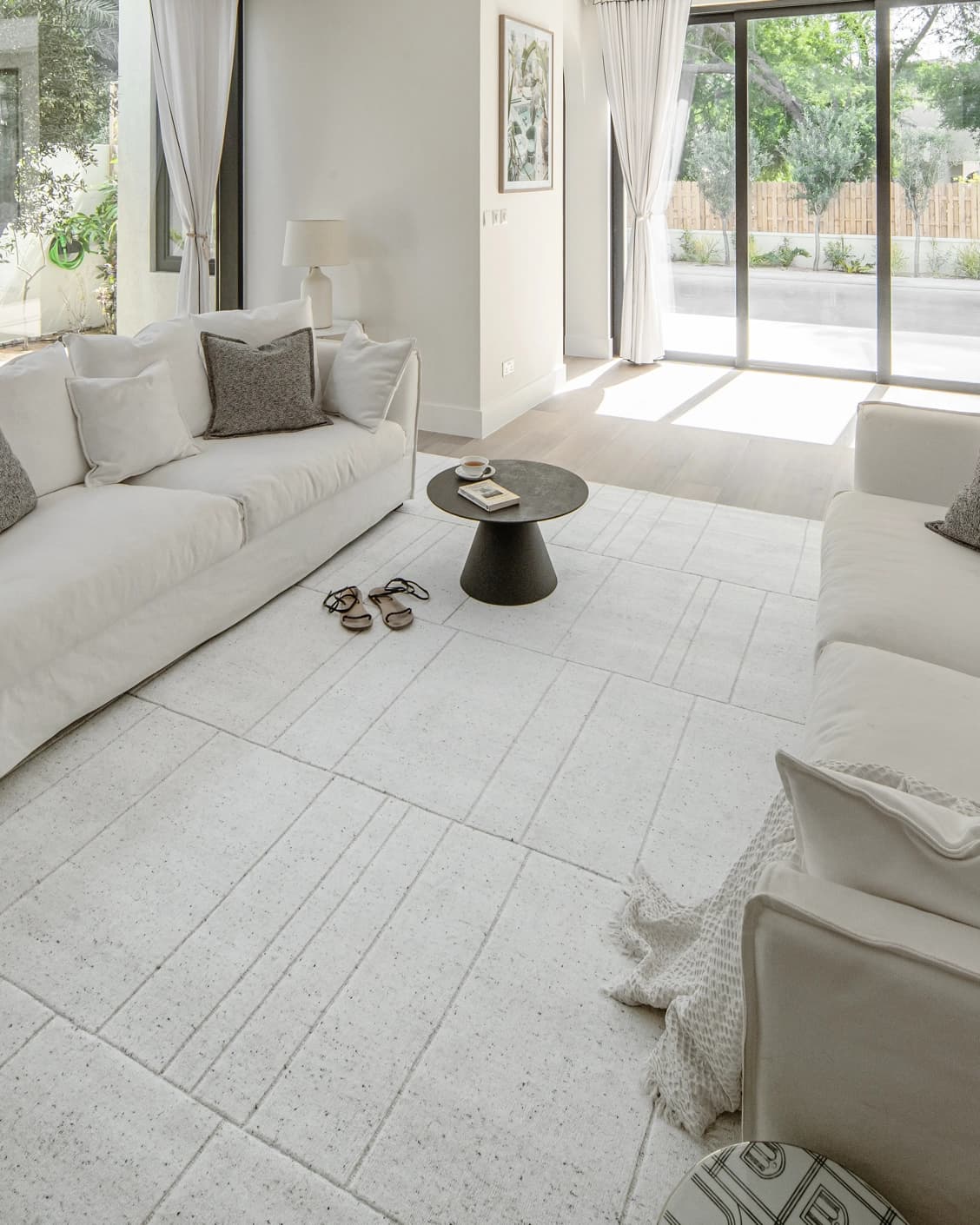 Elliot Alba carpet in grey and white, shown in a lifestyle right view as image 11