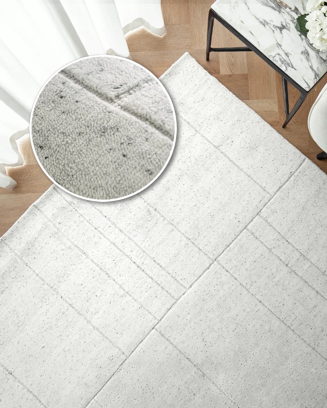 Elliot Alba carpet in grey and white, shown in a product top view as image 2