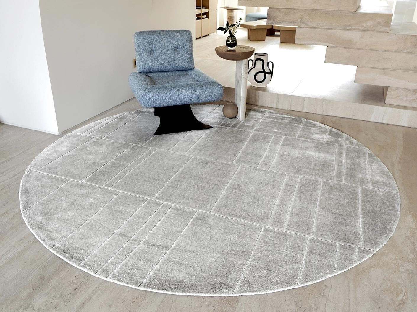 Elliot Ashton carpets in grey and silver, shown in a lifestyle front view as image 2