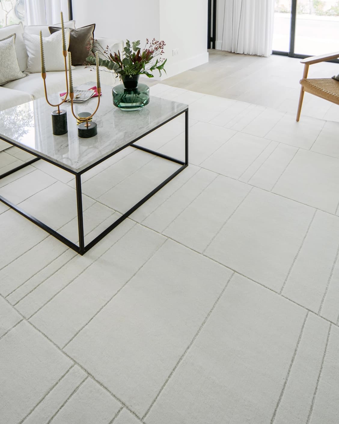 Elliot Bianca carpet in white and pearl, shown in a lifestyle left view as image 8