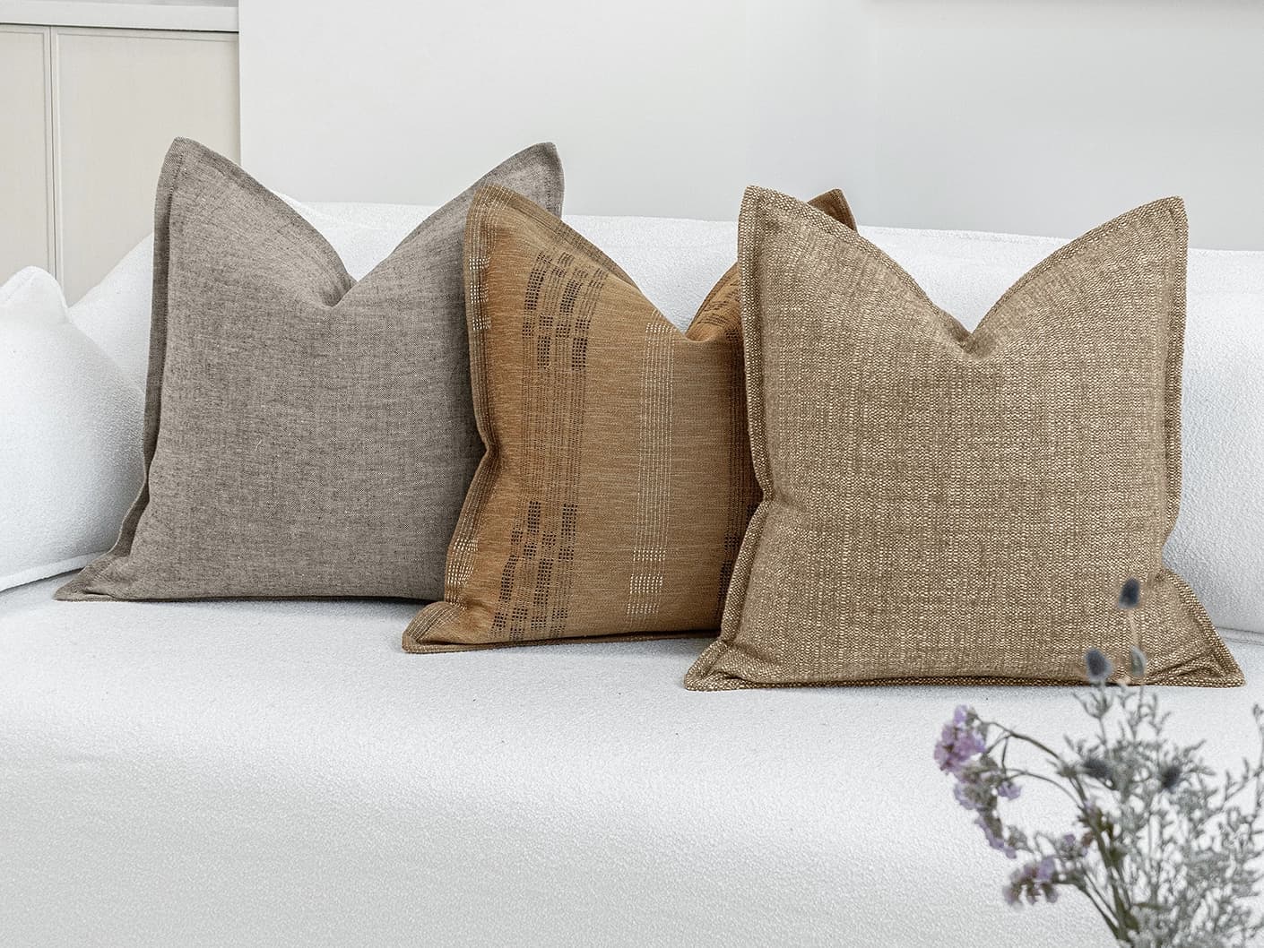 Ellora Bundle bundle cushions, shown in a lifestyle front view
