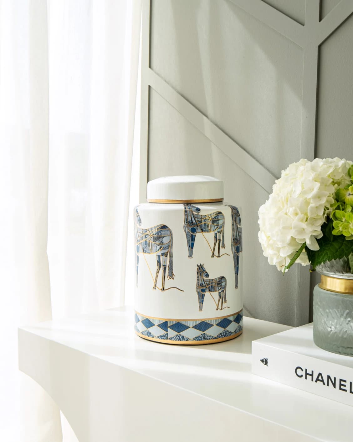 Eloisa Arneson II jars in white and blue, shown in a product front view as image 5