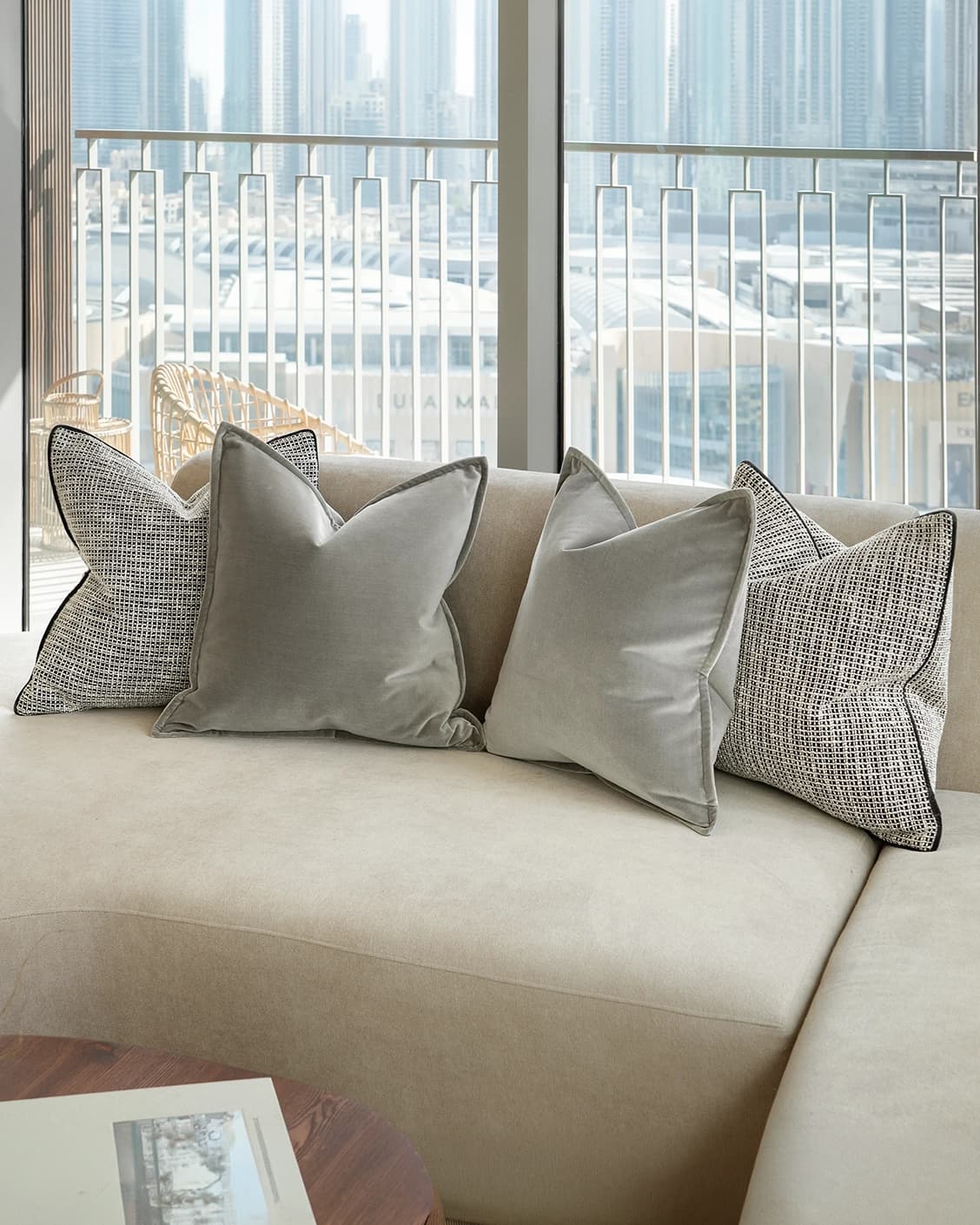 Emma Bundle bundle cushions, shown in a lifestyle front view