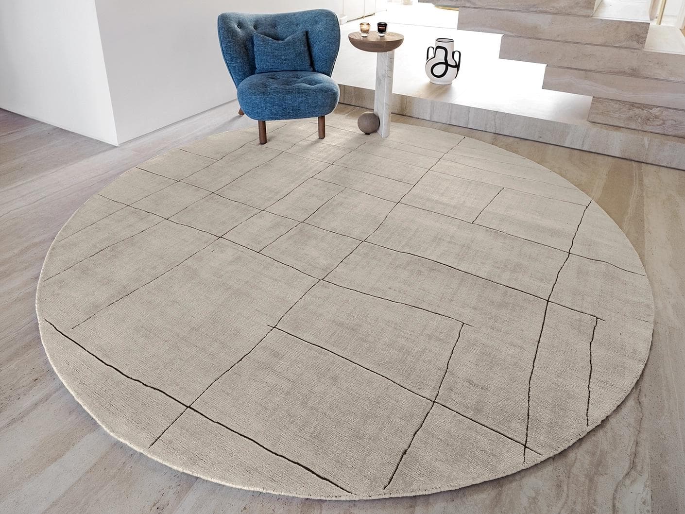 Emme Bianca carpets in off white, shown in a lifestyle front view as image 3