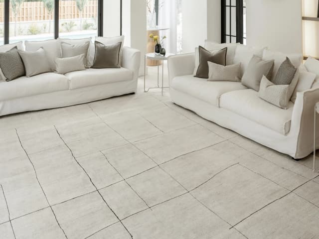 Emme Bianca carpets in off white, shown in a lifestyle front view as image 3