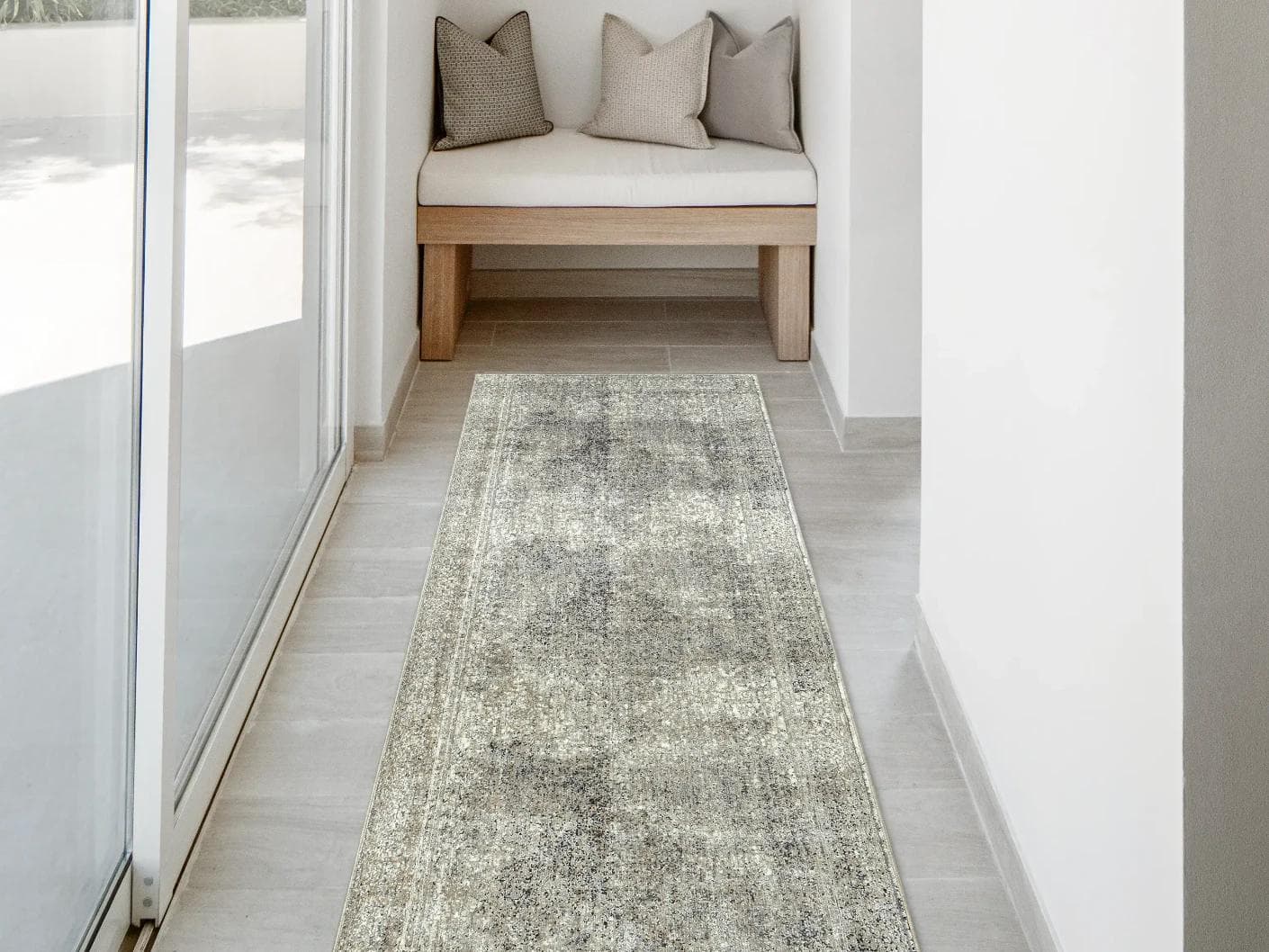 Ethan Dune carpets in grey and beige, shown in a lifestyle front view as image 1