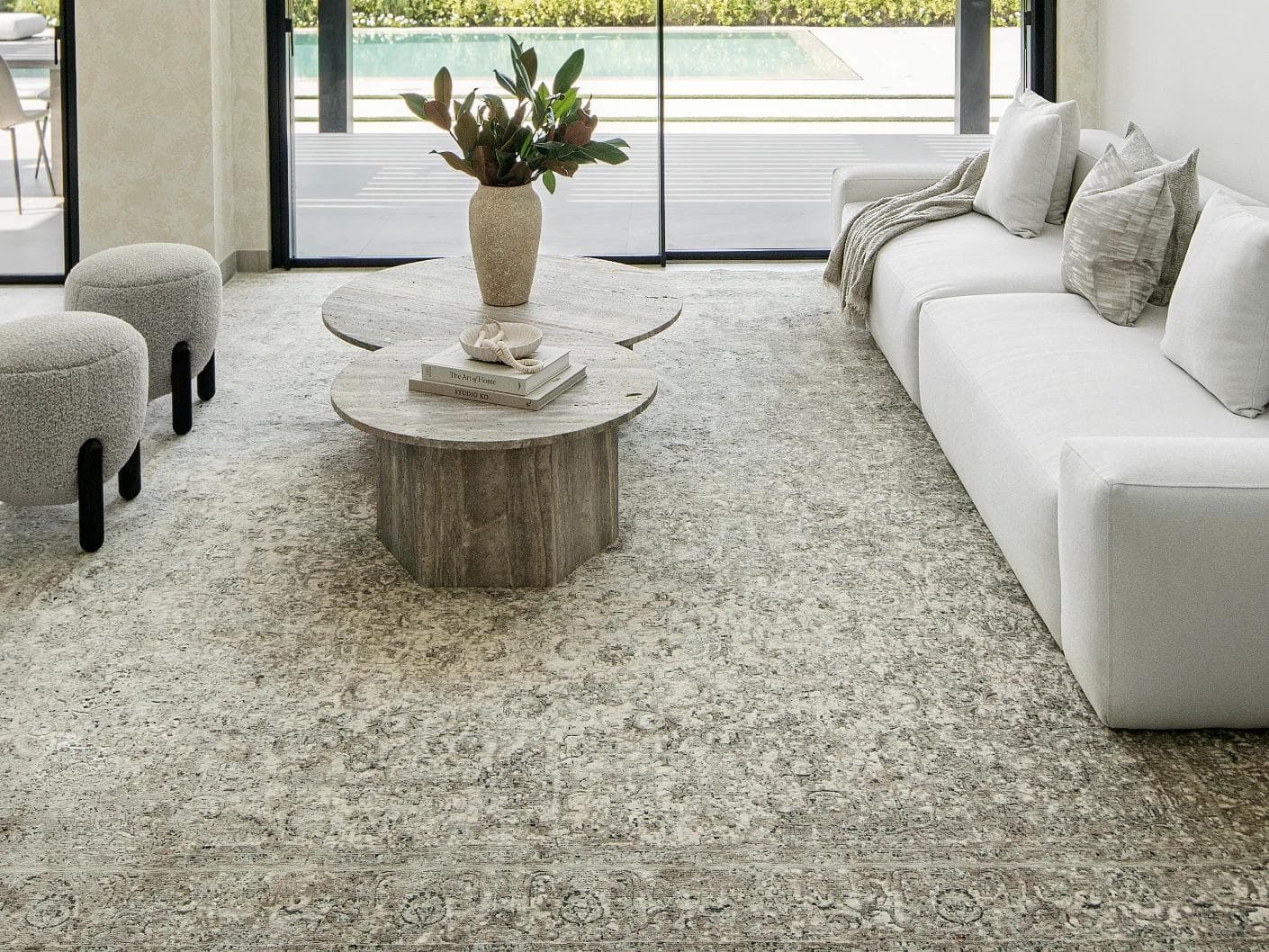 Ethan Dune carpet in grey and beige, shown in a lifestyle front view as image 4