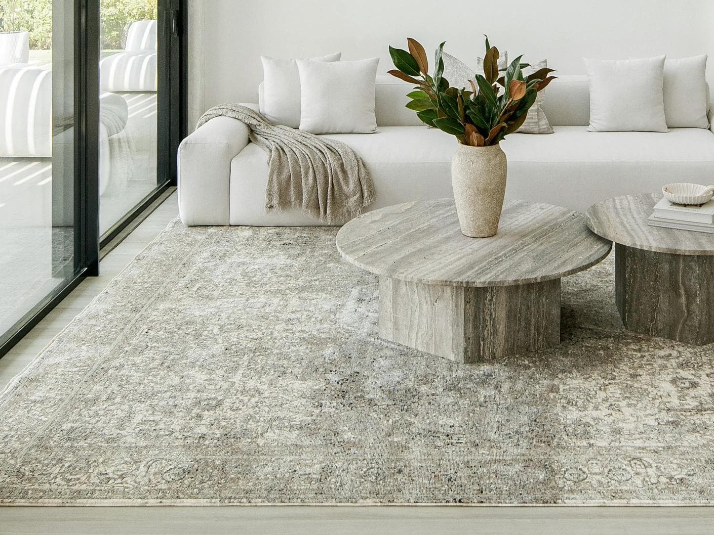 Ethan Dune carpet in grey and beige, shown in a lifestyle front view as image 5