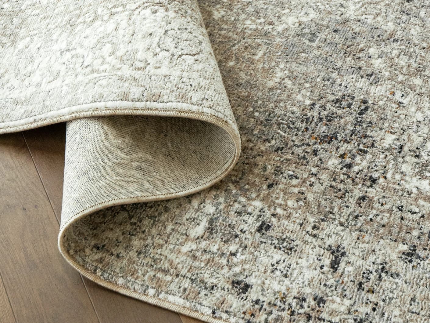 Ethan Dune carpets in dune, grey and beige, shown in a product close-up view