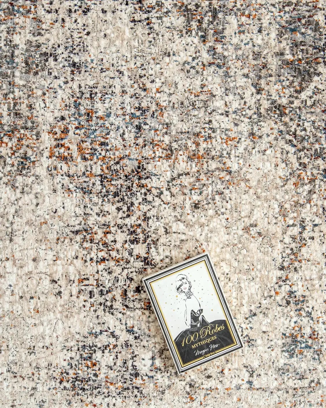 Ethan Dune II carpet in dune, grey, beige and multicolour, shown in a lifestyle top view as image 7