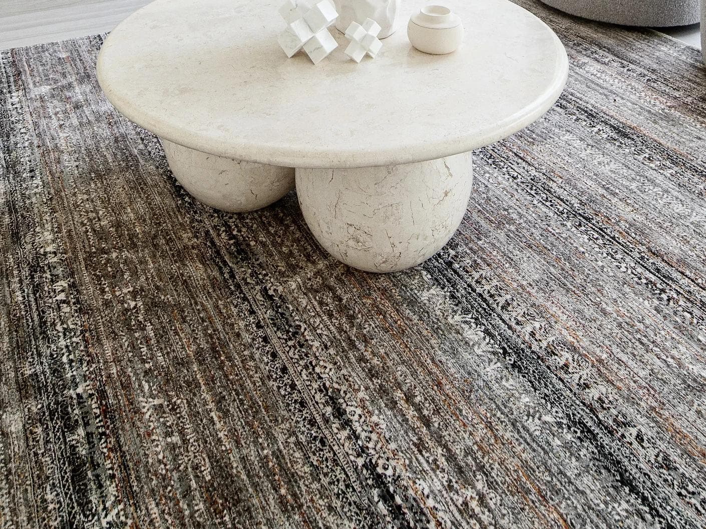Ethan Ebony carpet in grey, shown in a lifestyle close-up as image 4