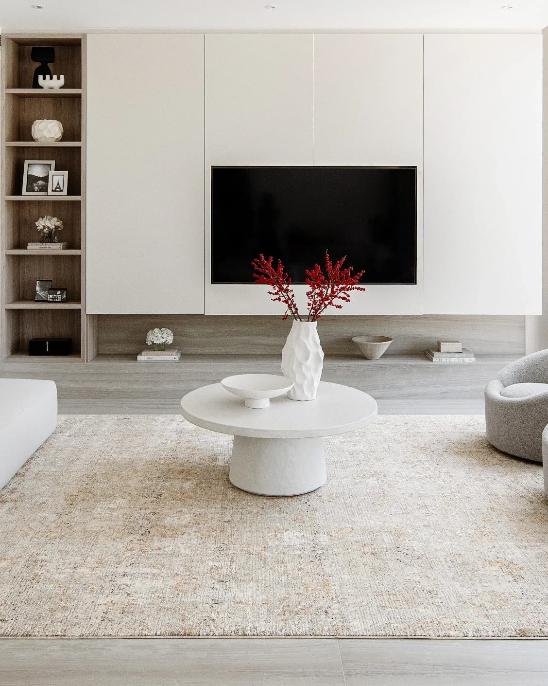Ethan Goldberg carpet in rust, grey and gold, shown in a lifestyle front view as image 6