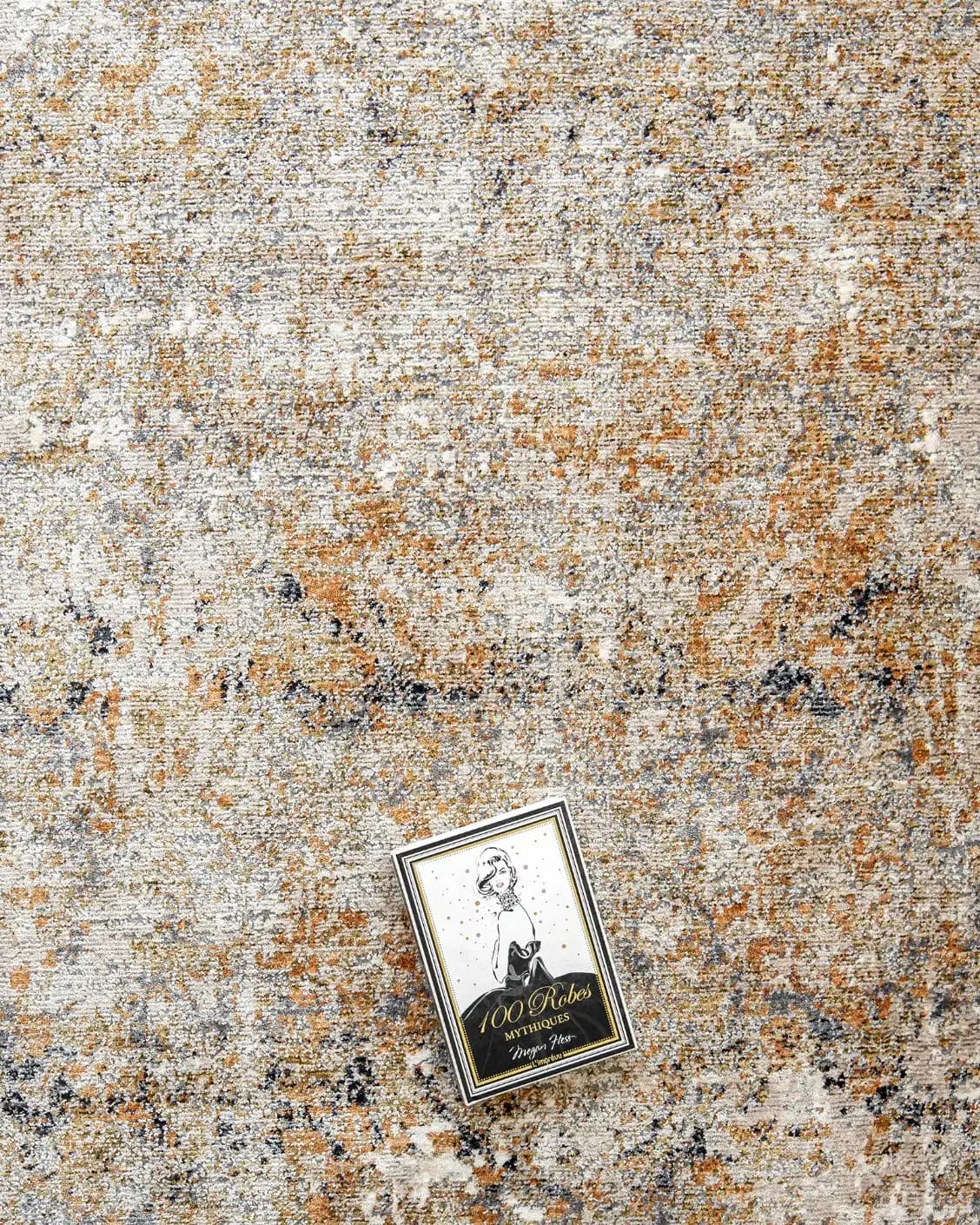Ethan Goldberg carpet in rust, grey and gold, shown in a product top view as image 13