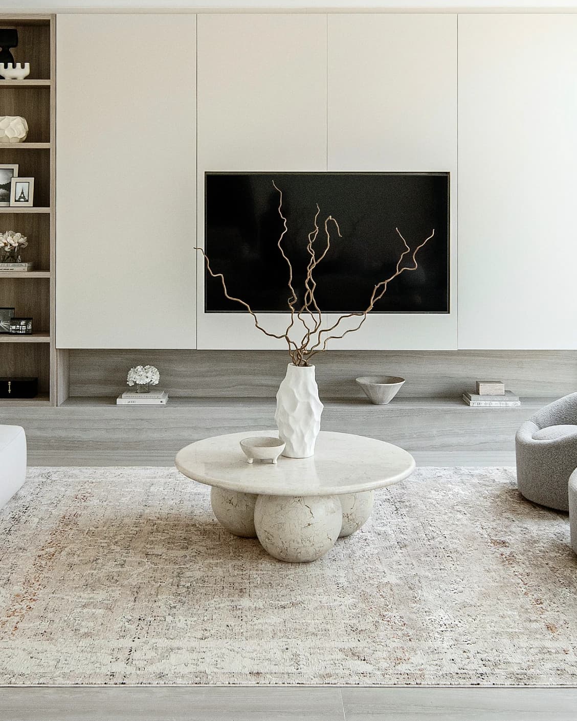 Ethan Martin carpet in beige and grey, shown in a lifestyle front view as image 5