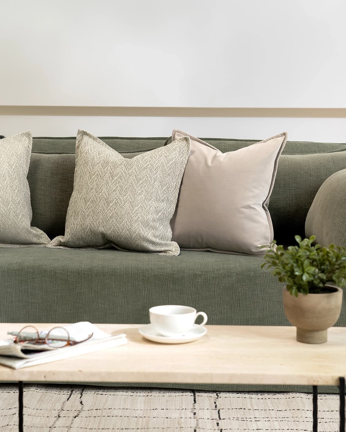 Ezra Bundle cushion in beige, shown in a lifestyle right view as image 5
