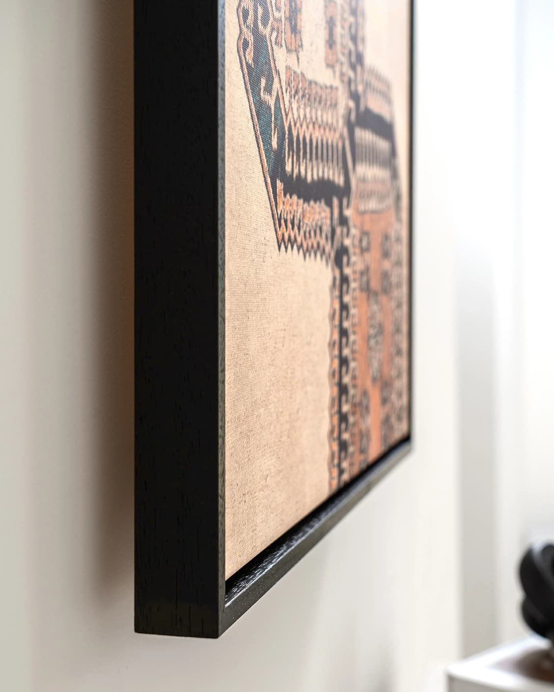 Feather Weight canvas in beige, blue and rust, shown in a lifestyle close-up as image 6