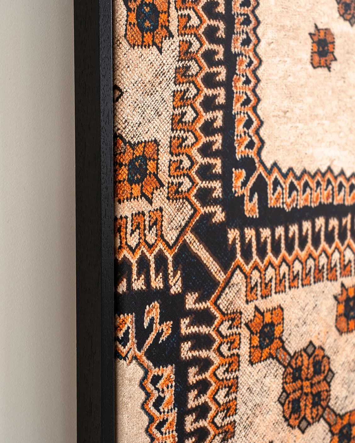 Feather Weight canvas in beige, blue and rust, shown in a lifestyle close-up as image 5