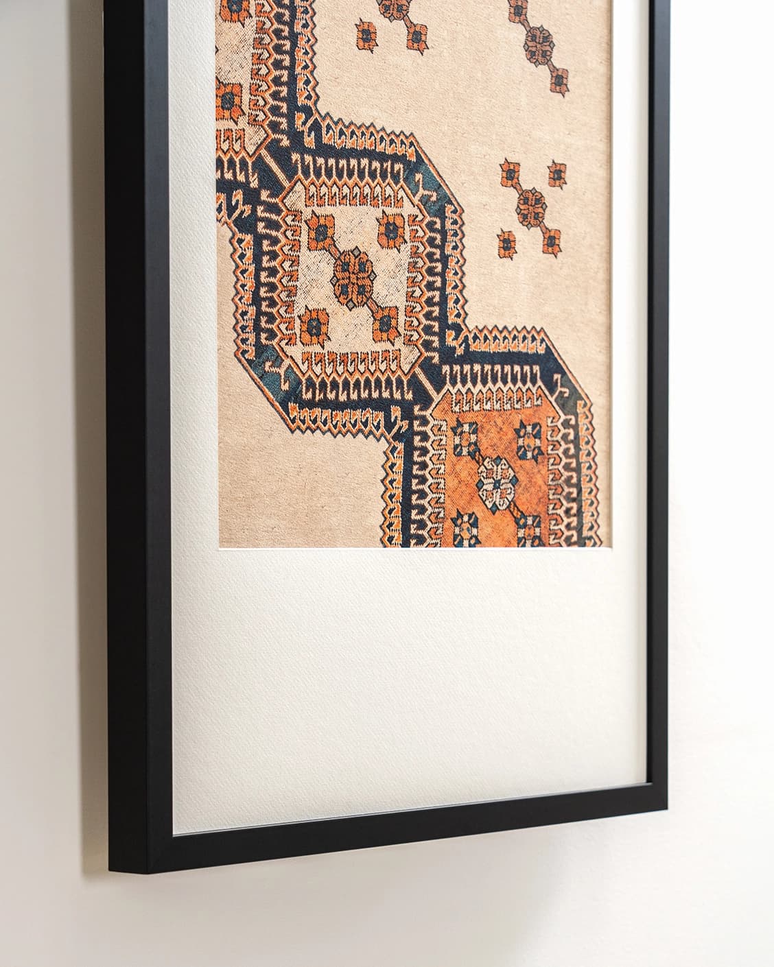 Feather Weight fine art print in beige, blue and rust, shown in a lifestyle close-up view as image 5