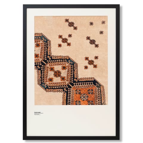 Feather Weight fine art print in beige, blue and rust, shown in a lifestyle front view as image 1