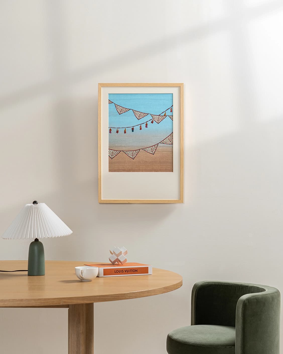 Fiesta fine art print in blue, shown in a lifestyle front view as image 3