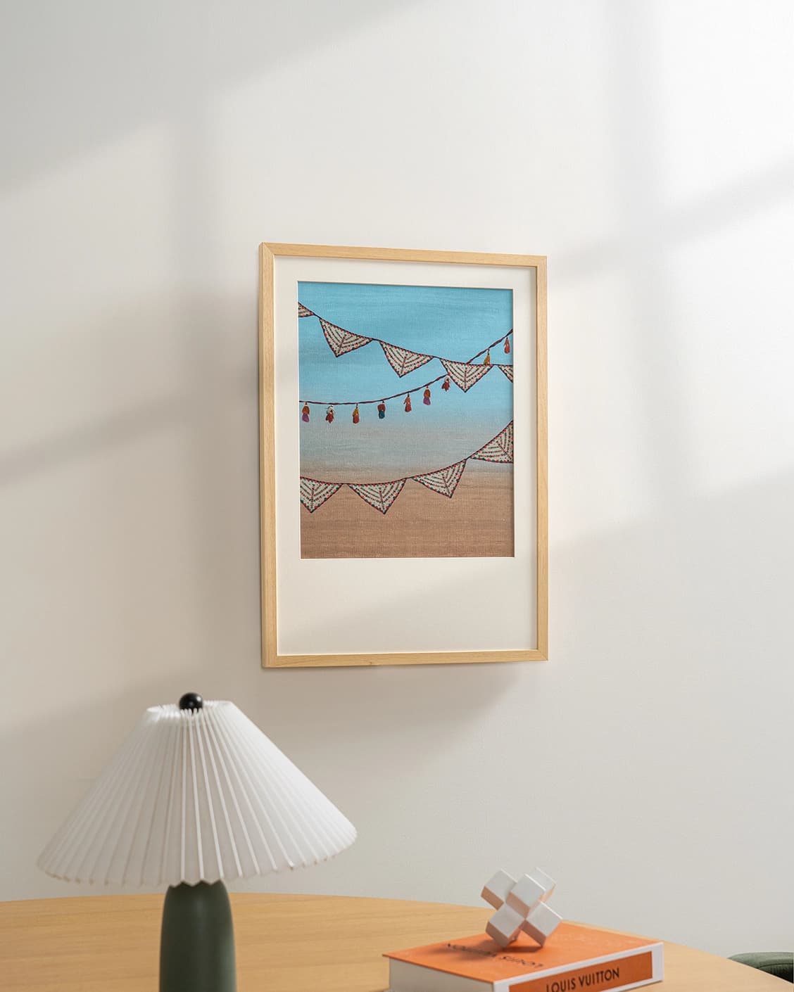 Fiesta fine art print in blue, shown in a lifestyle left view as image 4