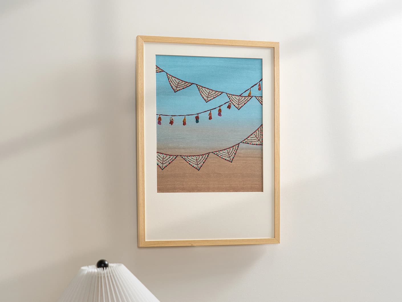 Fiesta fine art print in blue, shown in a lifestyle left view as image 3