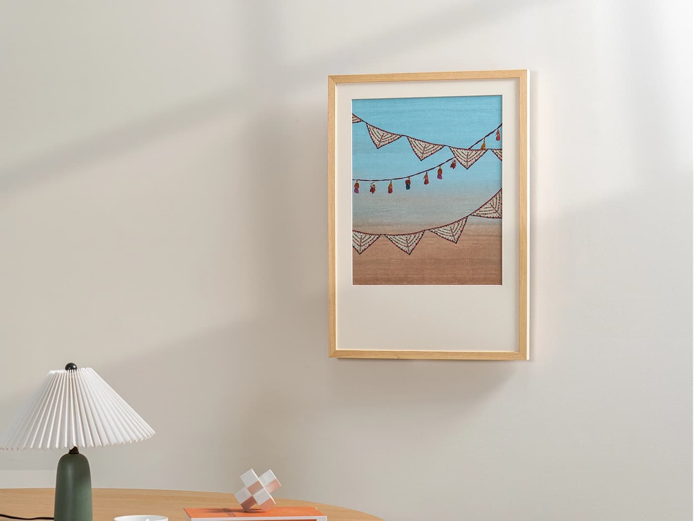 Fiesta fine art print in blue, shown in a lifestyle right view as image 1