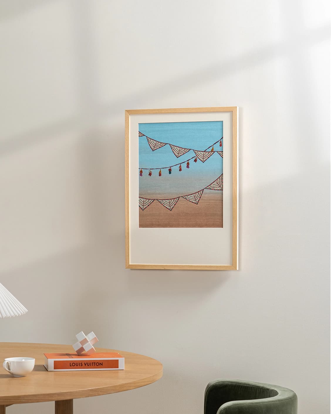 Fiesta fine art print in blue, shown in a lifestyle right view as image 2