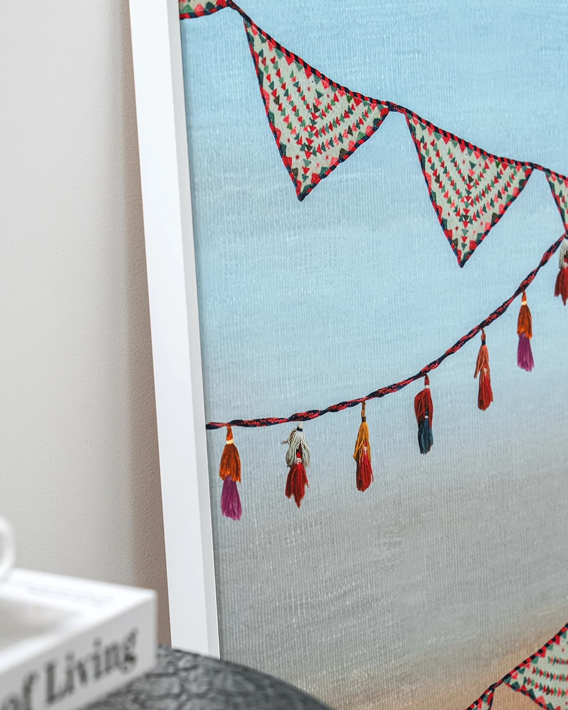 Fiesta canvas in multicolour and blue, shown in a lifestyle close-up as image 4